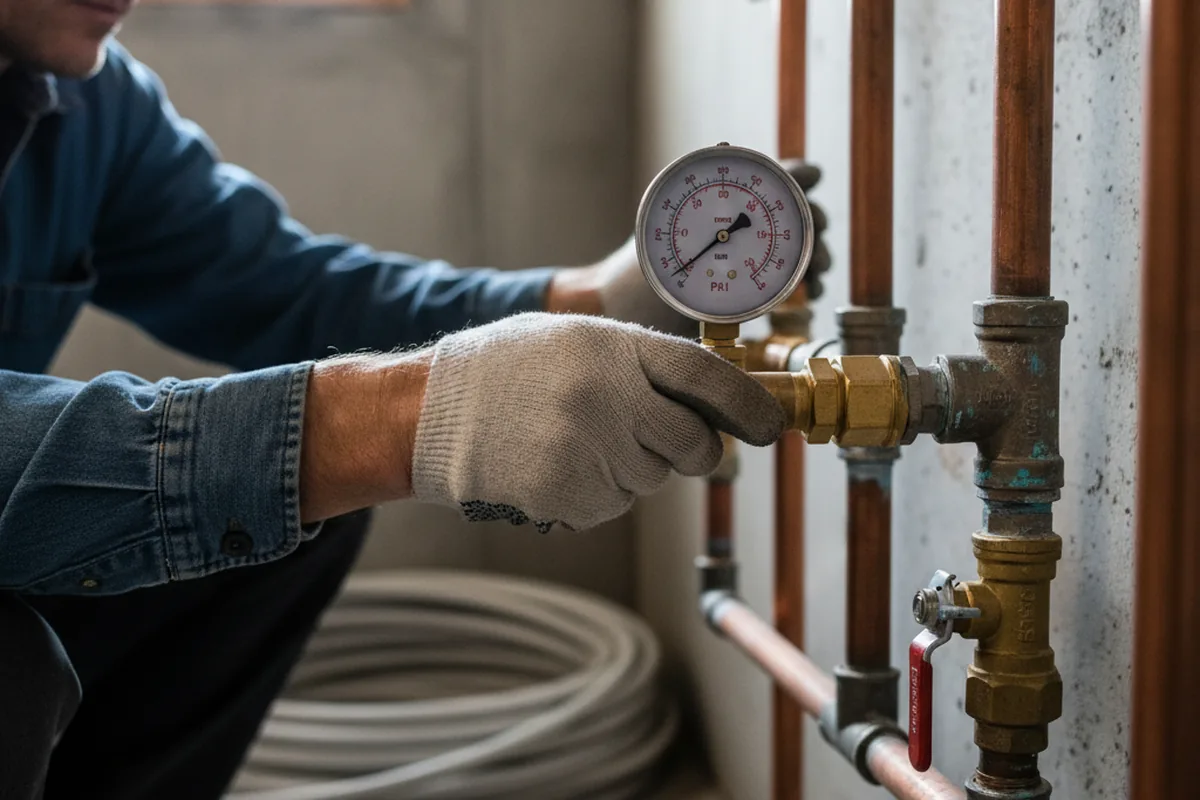 Pressure testing a repaired line during Water Line Repair in Mallard